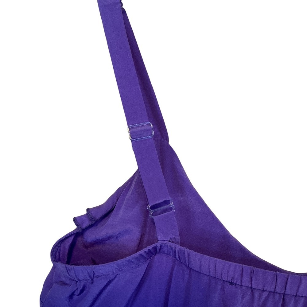 Amanda Uprichard Cami Womens P Purple Ruffle Tiered Silk Elastic Waist Blouse - Picture 10 of 11